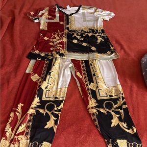 Chic Baroque Print Straight Leg Jumpsuit